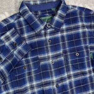 Woolrich Flannel Shirt Mens Large Blue Plaid Button Up  Pockets Shacket‎ Outdoor